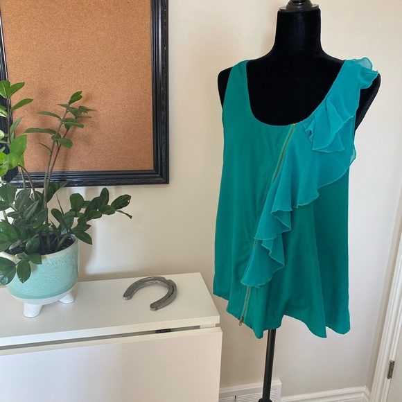 Flowy Asymmetrical Teal Blouse - Picture 1 of 6